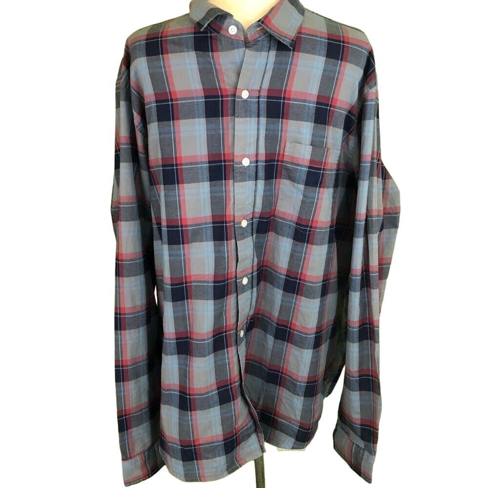 Tailor Vintage Shirt Blue Plaid Button Up New